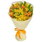 Букет из 15 желто-оранжевых альстромерий